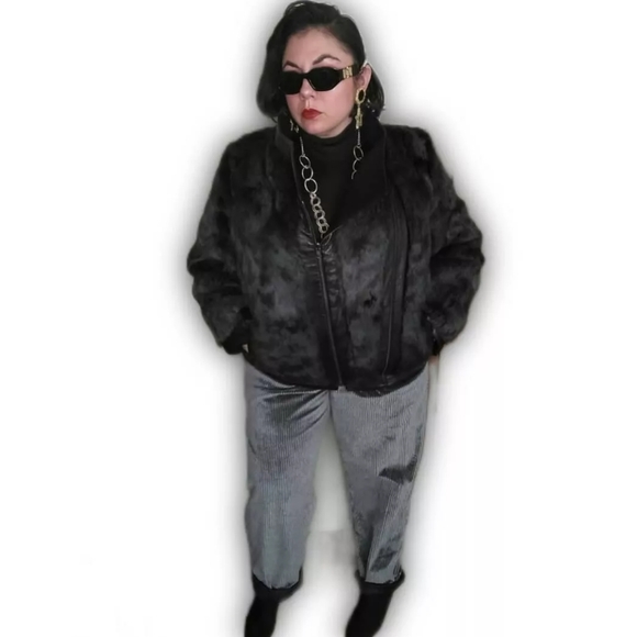 New Without Tags Helmut Lang Void Felt Wool Leather Fur Coat Jacket Black Size L - Picture 4 of 6